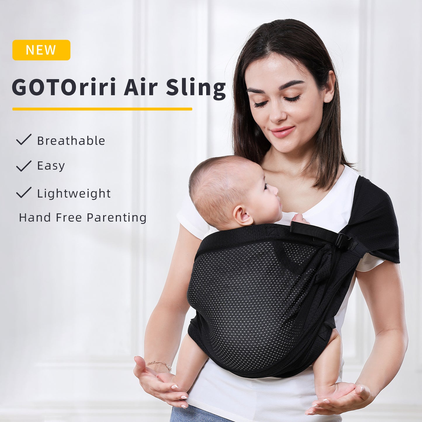 GOTOriri Baby Sling, Baby Carrier from Newborn to Toddler, Utra-Lightweight, Breathable, Baby Wrap Carrier Air-Mesh, Cooling Fabric for Summer, Infant Carrier Slings for Newborn up to 33 lbs